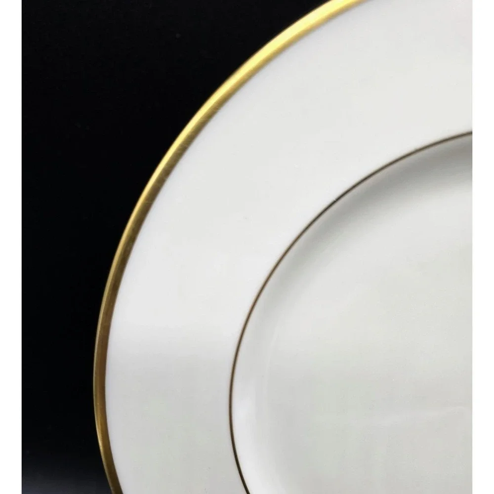 Lenox Mansfield Ivory Bread Dessert Plates with Gold Trim Set of 3 6.5
